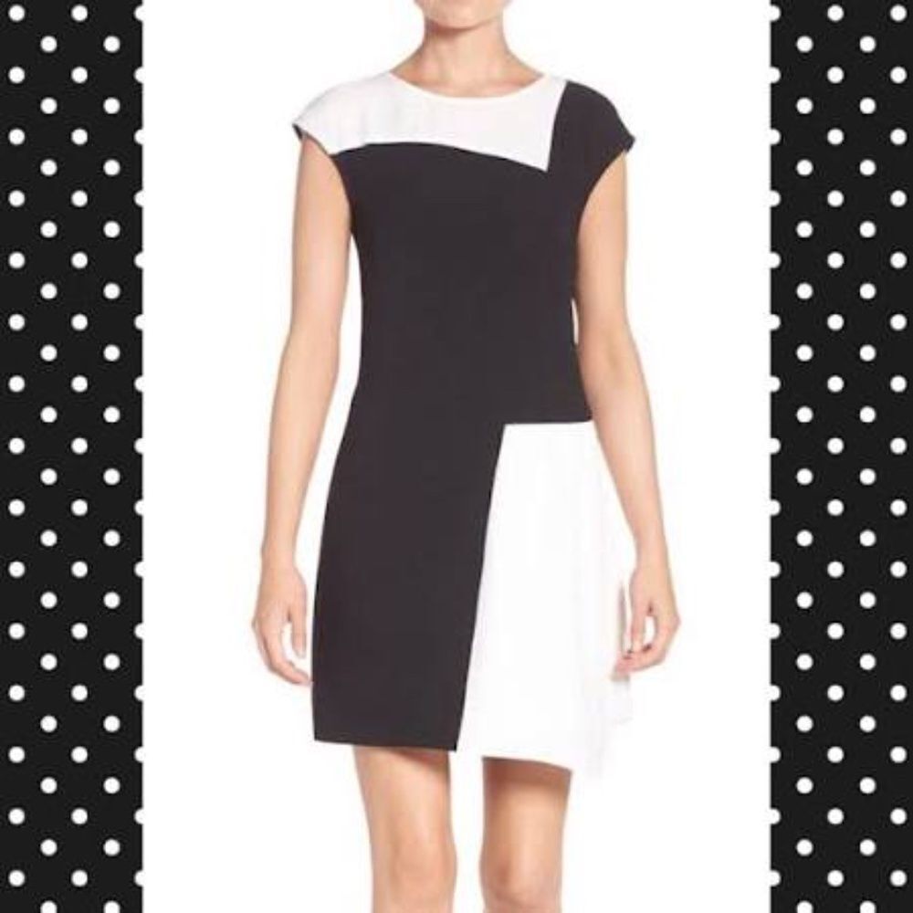 Charles Henry Black & White Colorblock Dress Sz‎ XS